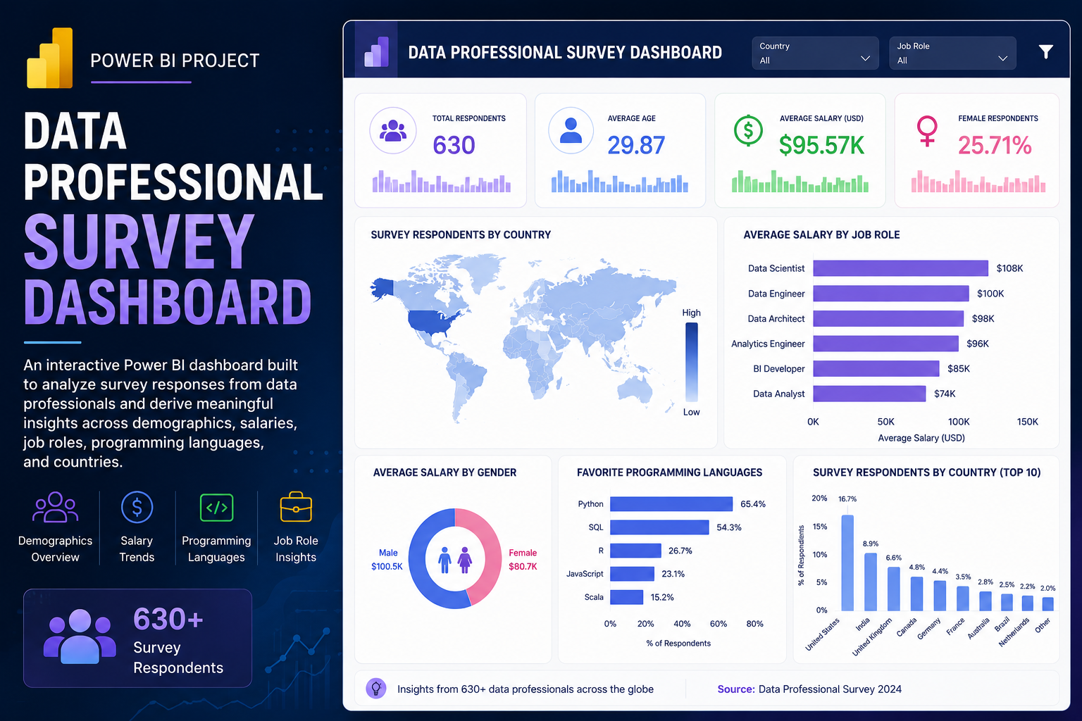 Power BI Data Professional Survey Dashboard